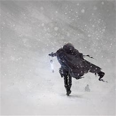 man in snow storm